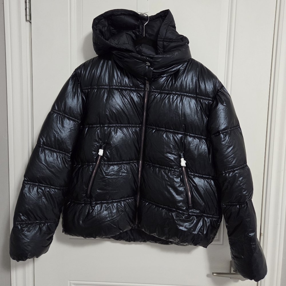 NWT - Massimo Dutti Women's Water Repellent Metallic Puffer Jacket - Size XL
